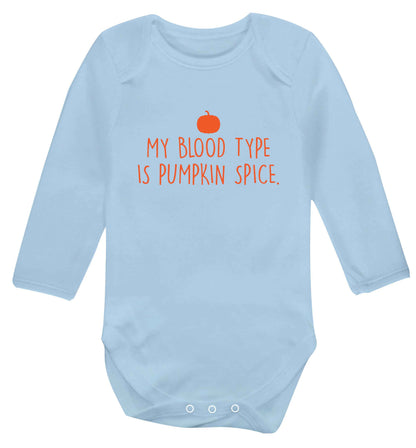 Let Be Pumpkin Spice baby vest long sleeved pale blue 6-12 months