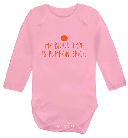 Let Be Pumpkin Spice baby vest long sleeved pale pink 6-12 months