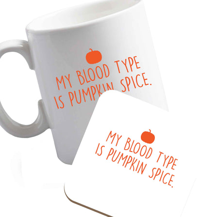 10 oz Favourite Type Pan Pancake ceramic mug and coaster set right handed