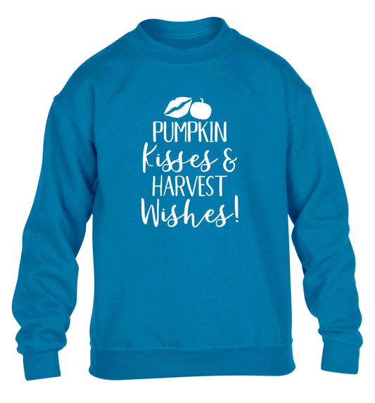 Pumpkin Kisses Harvest children's blue sweater 12-13 Years