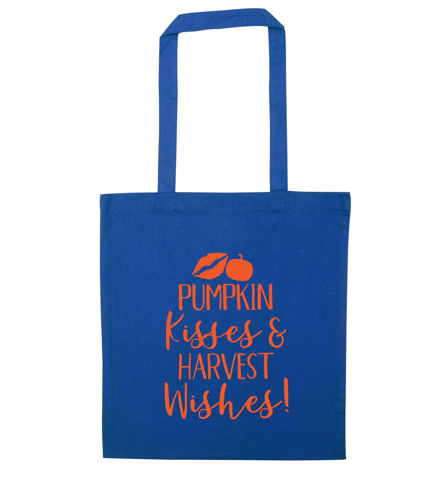 Pumpking kisses and harvest wishes blue tote bag