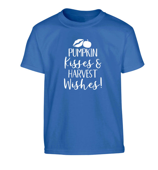 Pumpkin Kisses Harvest Children's blue Tshirt 12-13 Years