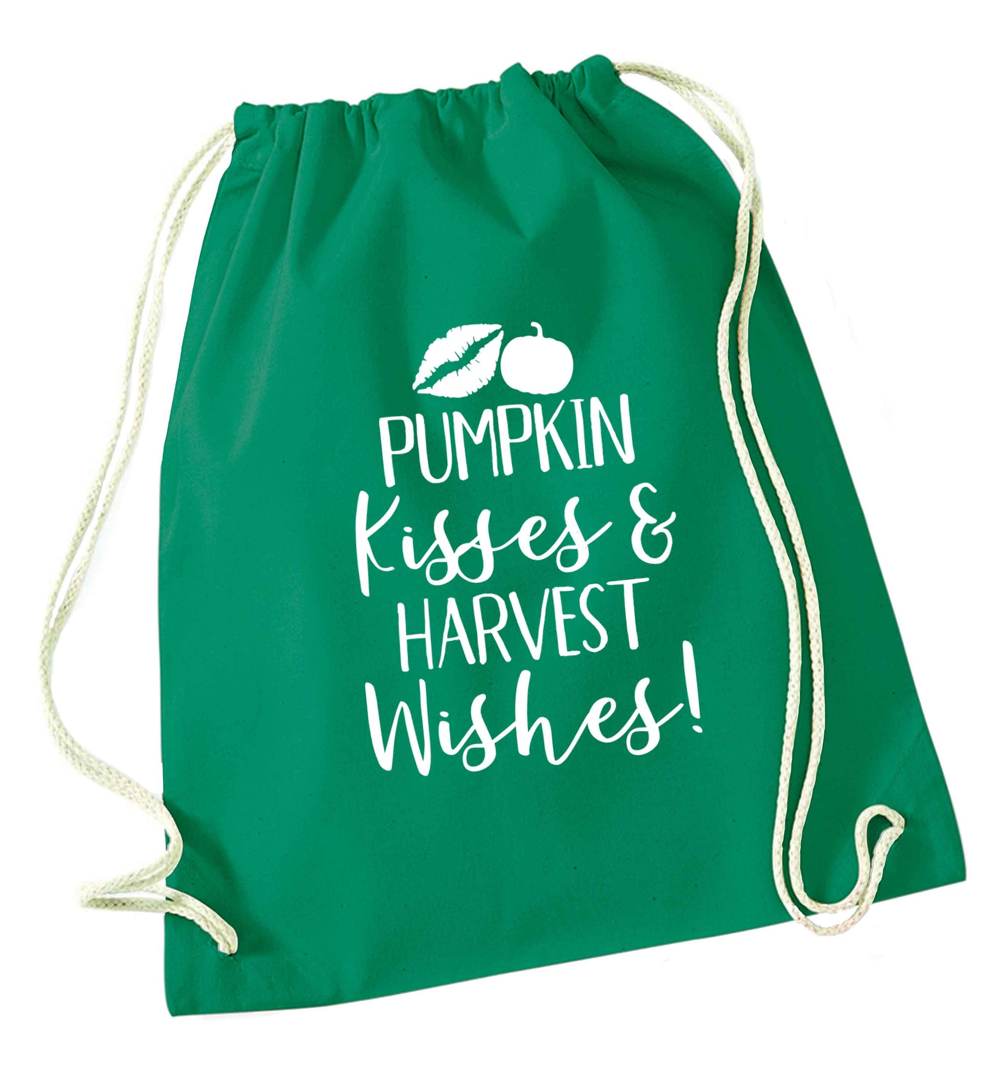 Pumpkin Kisses Harvest green drawstring bag
