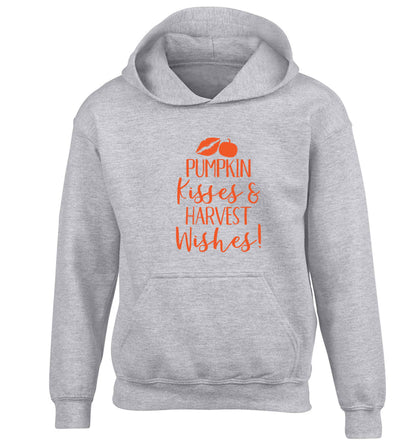 Pumpkin Kisses Harvest children's grey hoodie 12-13 Years