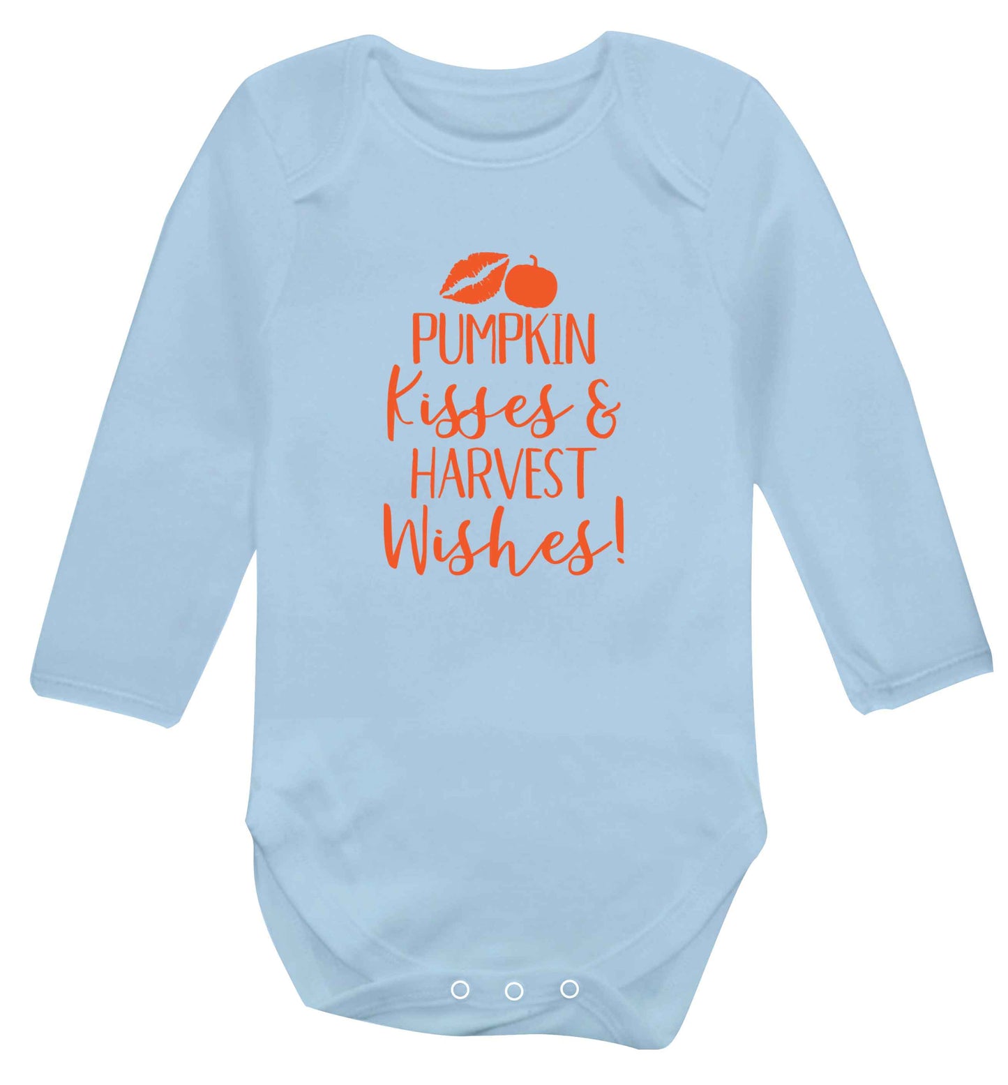 Pumpkin Kisses Harvest baby vest long sleeved pale blue 6-12 months
