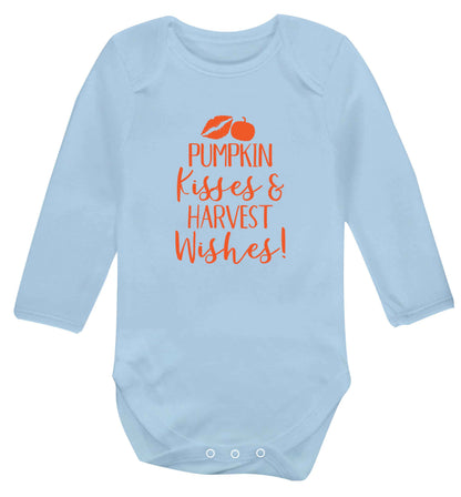 Pumpkin Kisses Harvest baby vest long sleeved pale blue 6-12 months