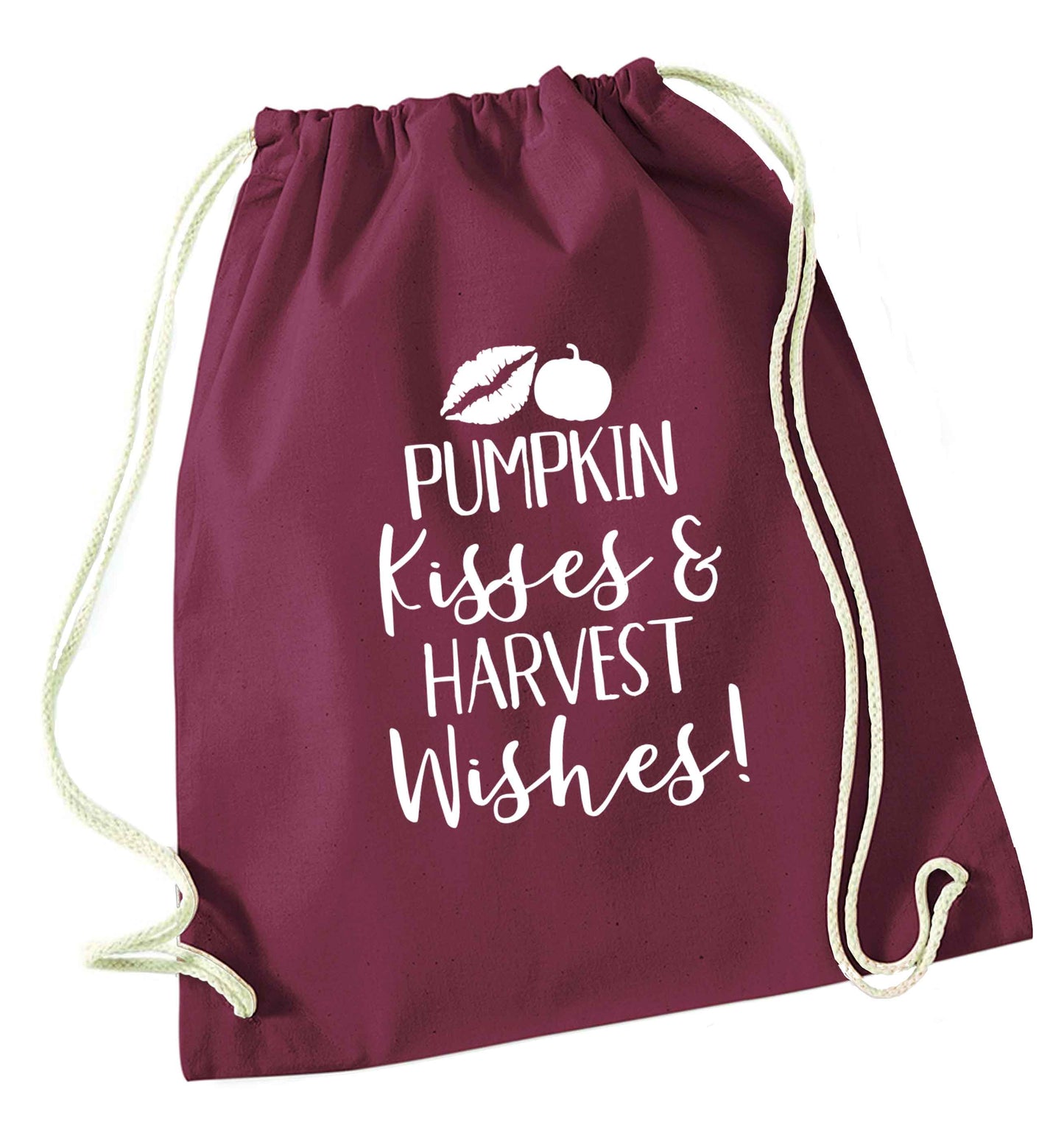 Pumpkin Kisses Harvest maroon drawstring bag