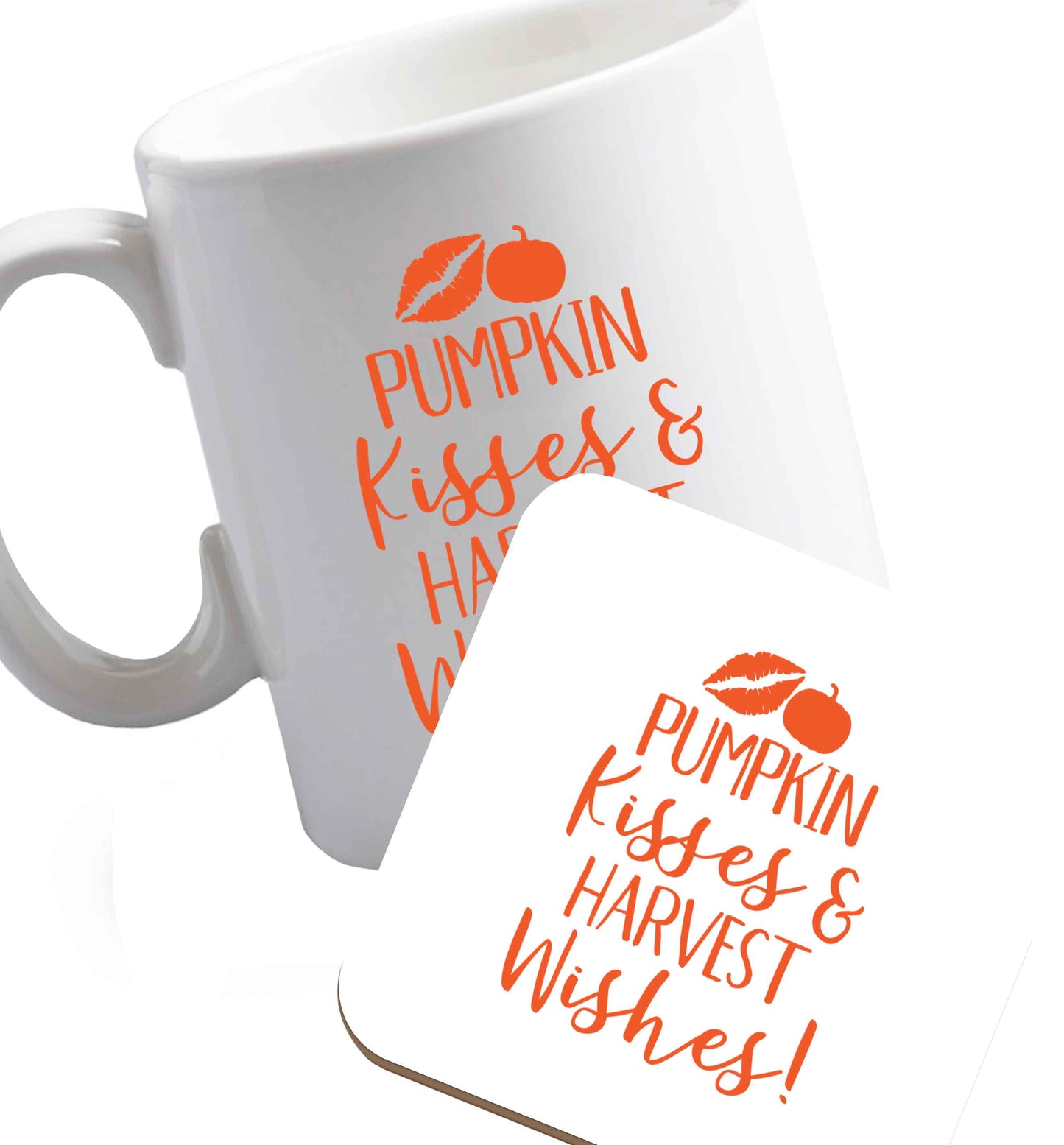 10 oz Favourite Type Pan Pancake ceramic mug and coaster set right handed
