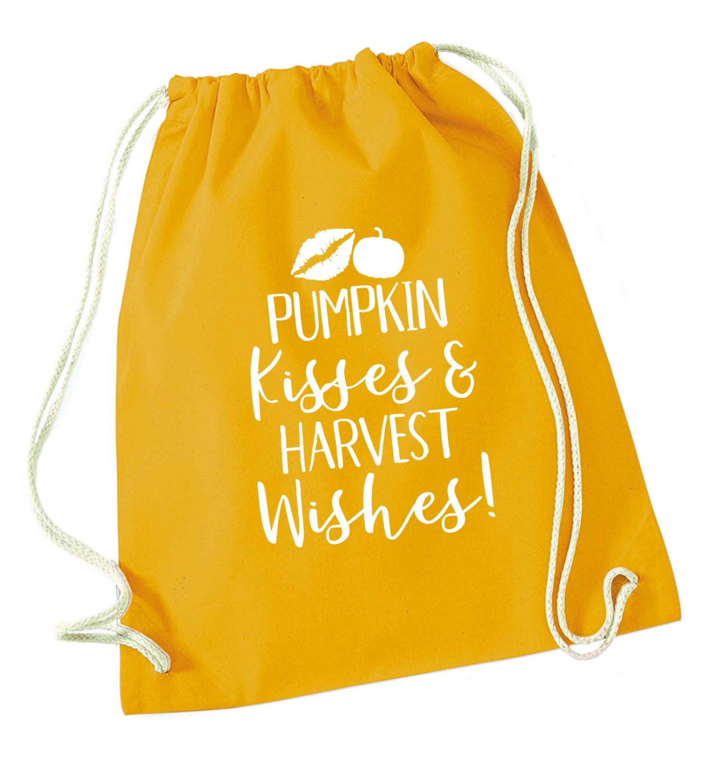 Pumpkin Kisses Harvest mustard drawstring bag