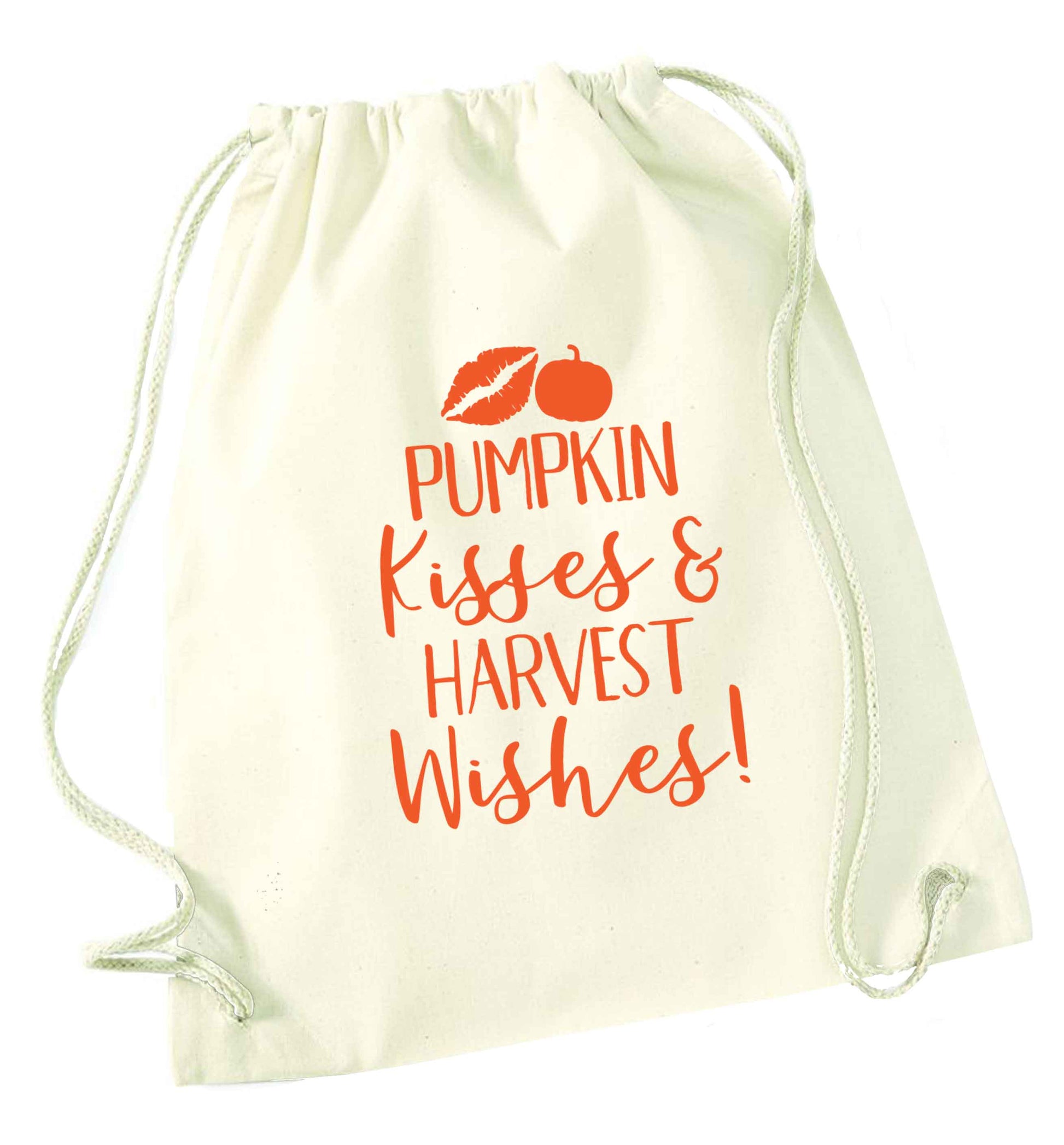 Pumpkin Kisses Harvest natural drawstring bag