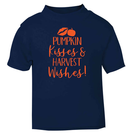 Pumpkin Kisses Harvest navy baby toddler Tshirt 2 Years