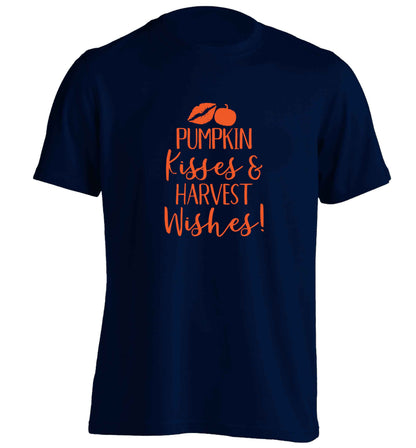 Pumpkin Kisses Harvest adults unisex navy Tshirt 2XL