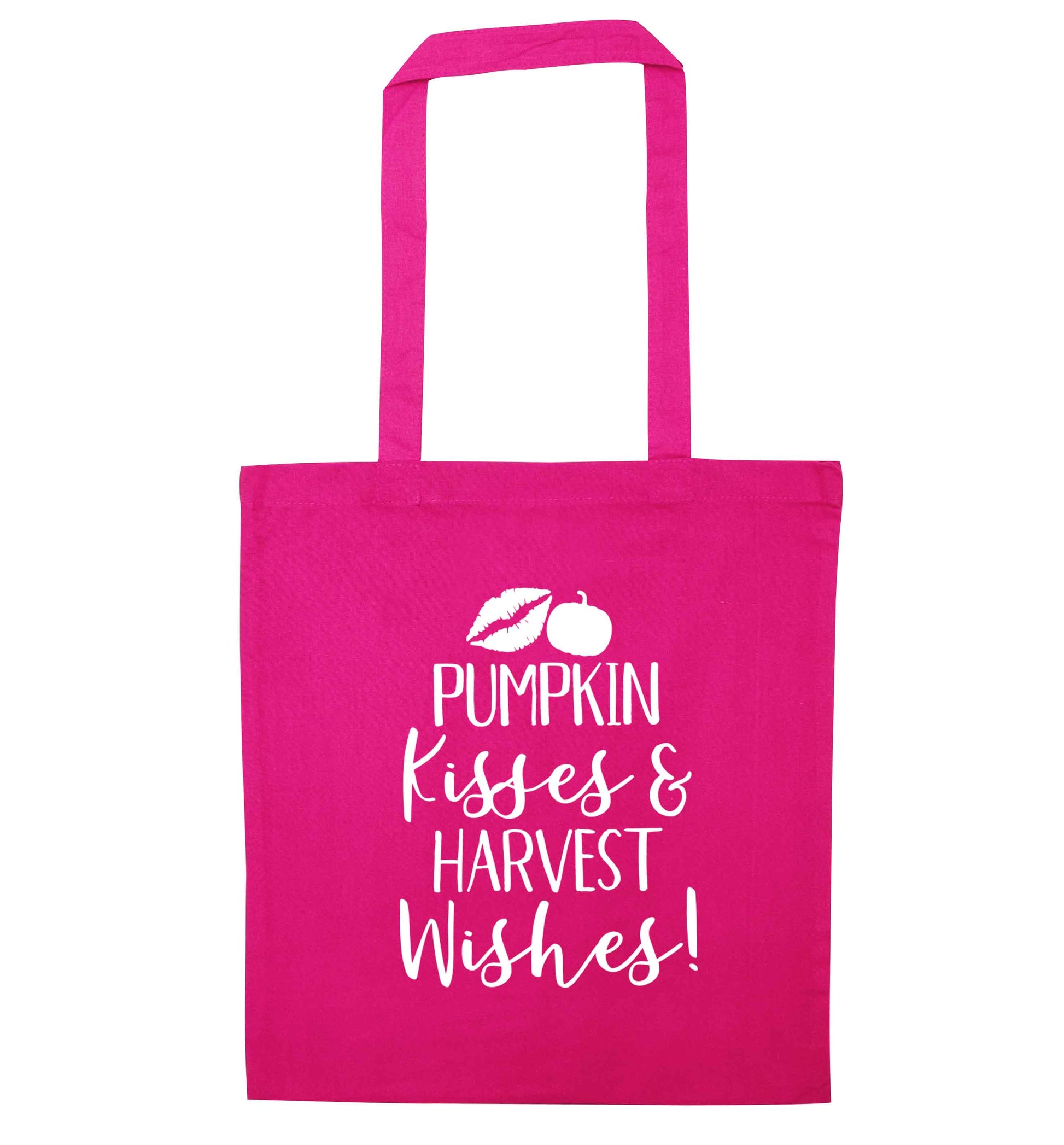 Pumpking kisses and harvest wishes pink tote bag