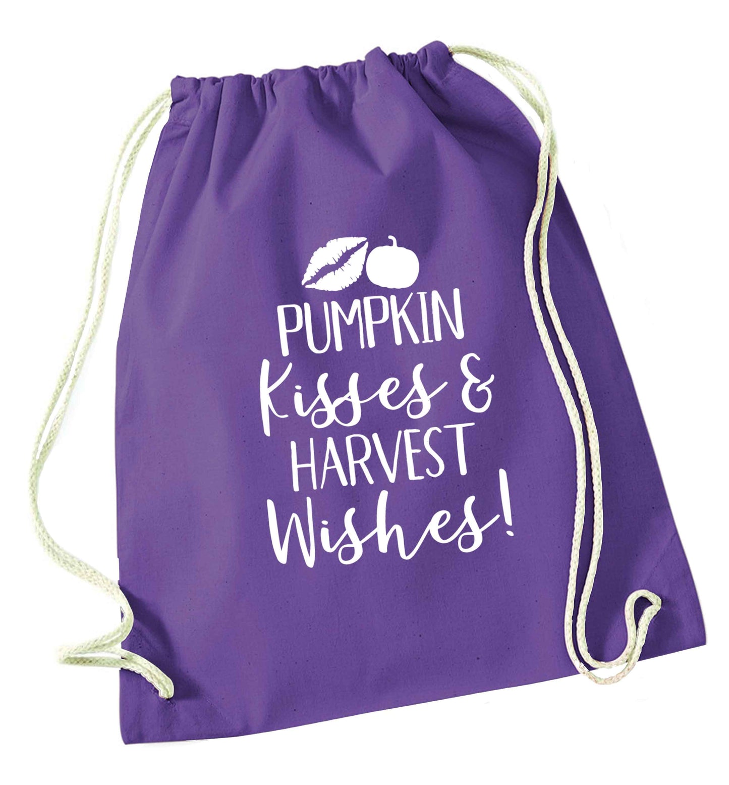 Pumpkin Kisses Harvest purple drawstring bag