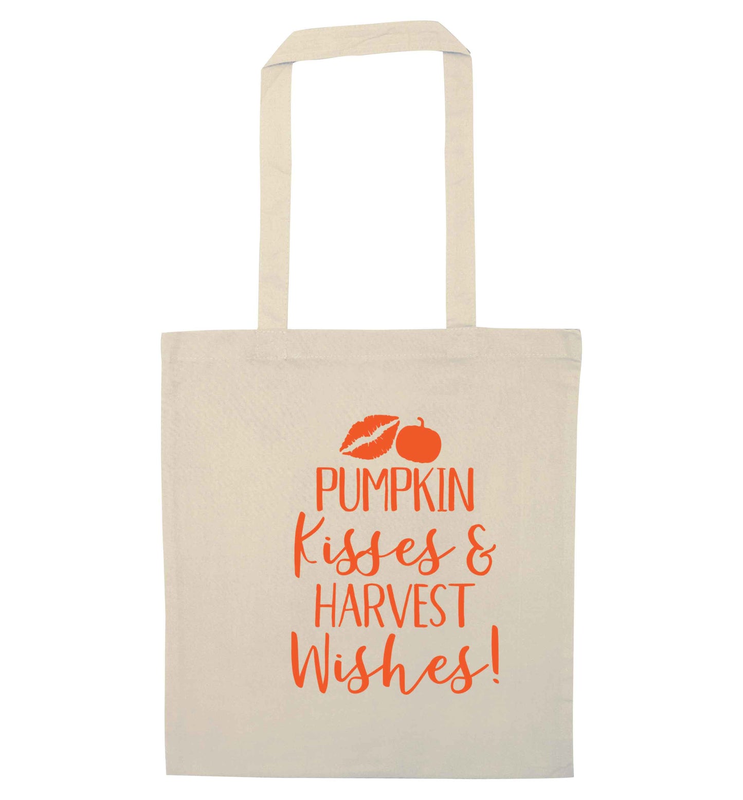 Pumpking kisses and harvest wishes natural tote bag
