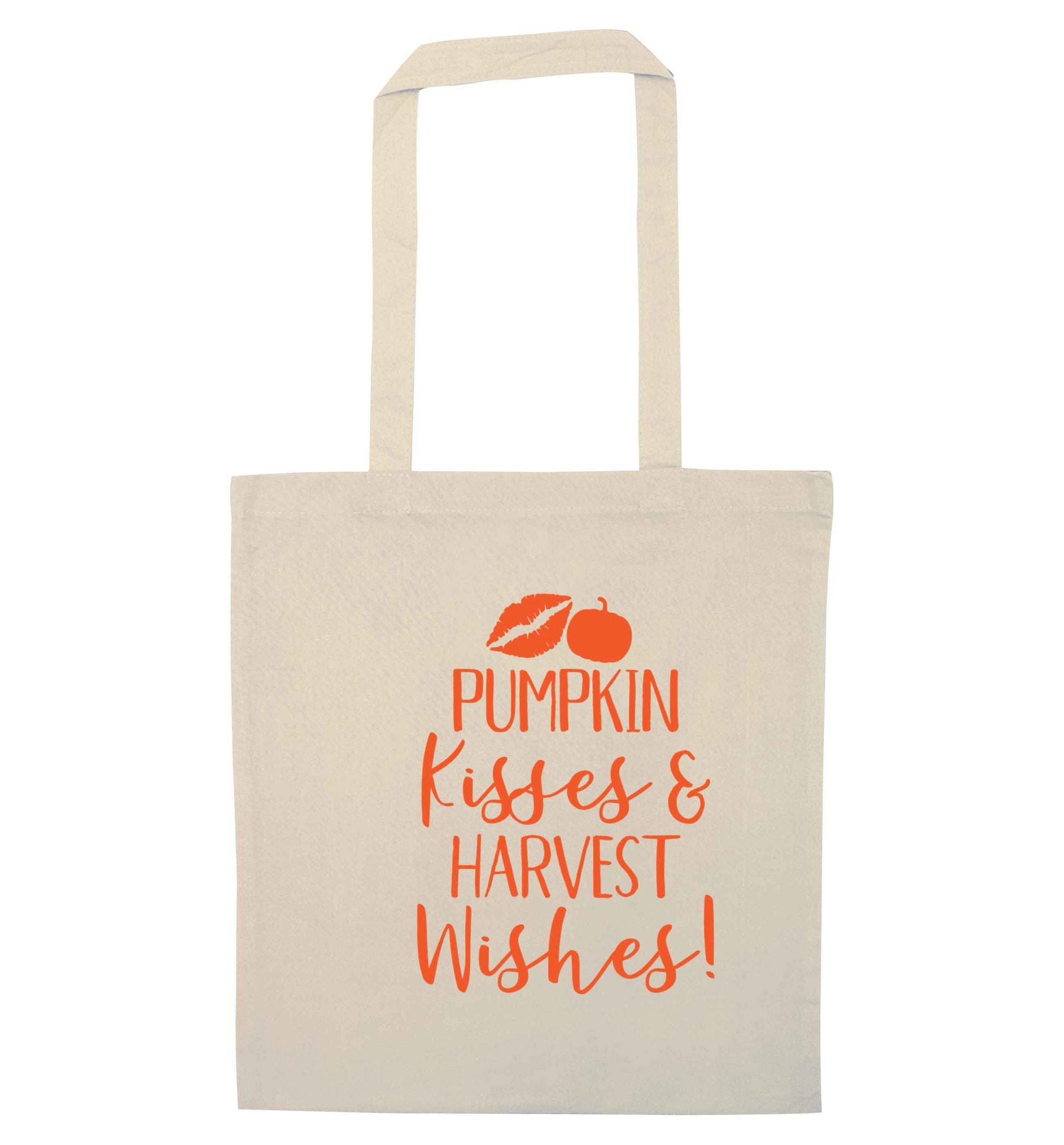 Pumpking kisses and harvest wishes natural tote bag