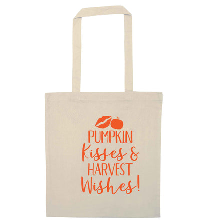 Pumpking kisses and harvest wishes natural tote bag