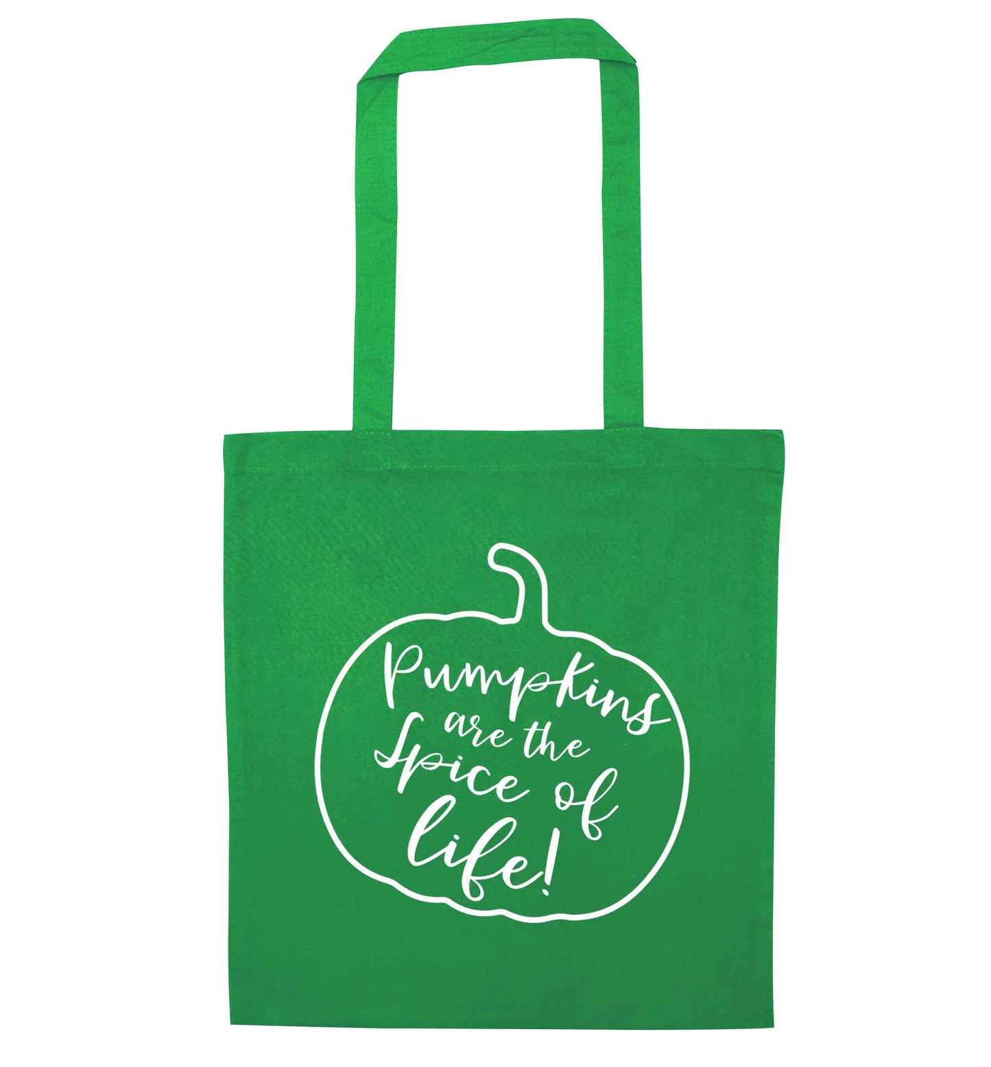 Pumpkins are the spice of life green tote bag