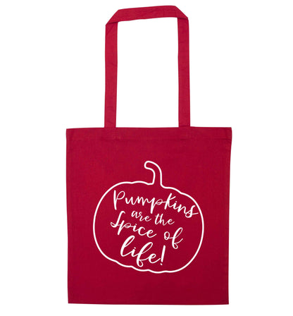 Pumpkins are the spice of life red tote bag