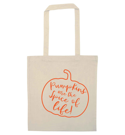 Pumpkins are the spice of life natural tote bag