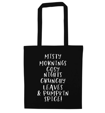 Misty Mornings black tote bag