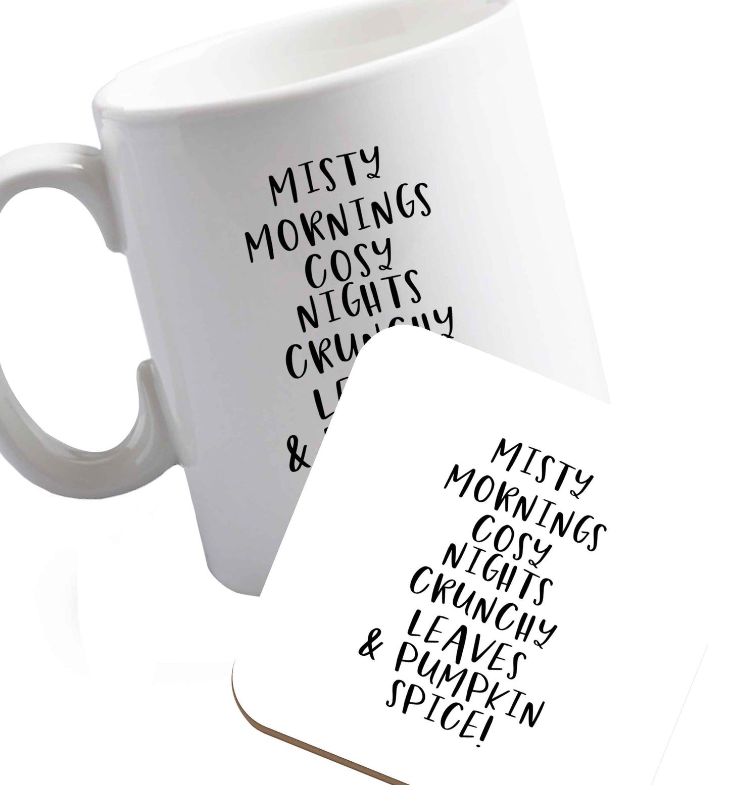 10 oz Favourite Type Pan Pancake ceramic mug and coaster set right handed