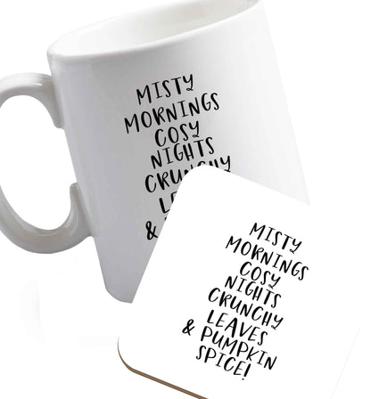 10 oz Favourite Type Pan Pancake ceramic mug and coaster set right handed