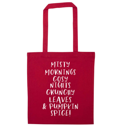 Misty Mornings red tote bag