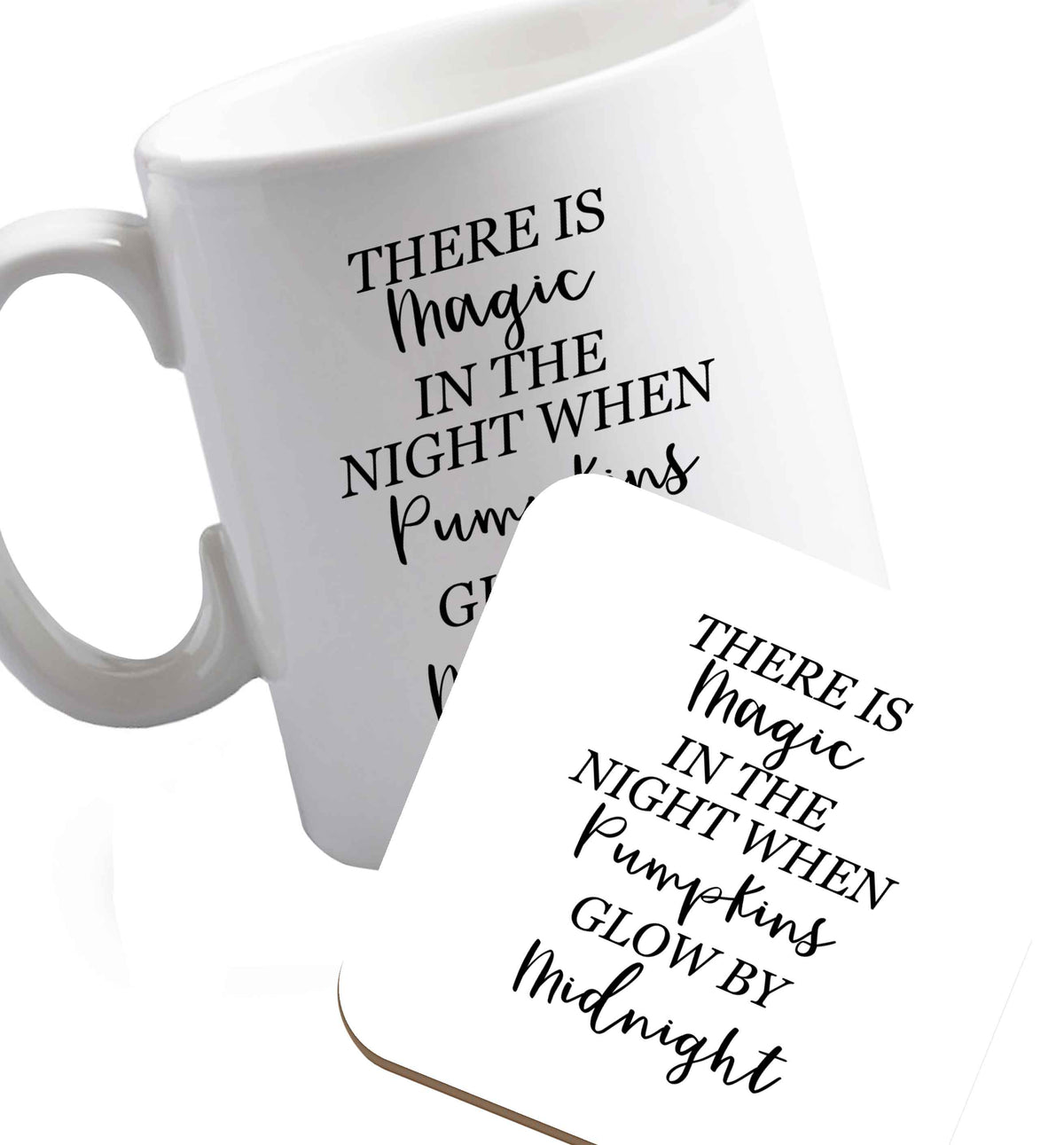 10 oz Favourite Type Pan Pancake ceramic mug and coaster set right handed