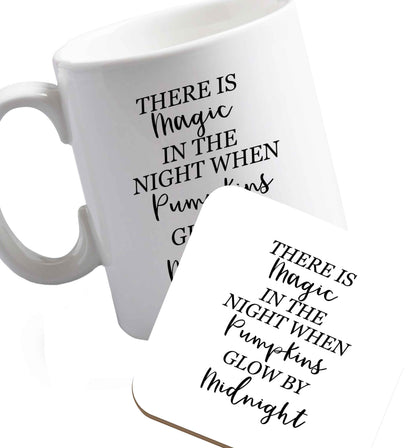 10 oz Favourite Type Pan Pancake ceramic mug and coaster set right handed