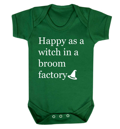 Happy as a witch in a broom factory Baby Vest green 18-24 months