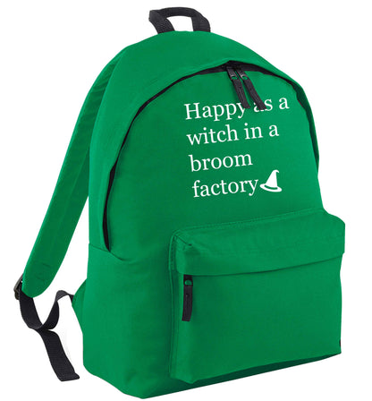 Happy as a witch in a broom factory green adults backpack