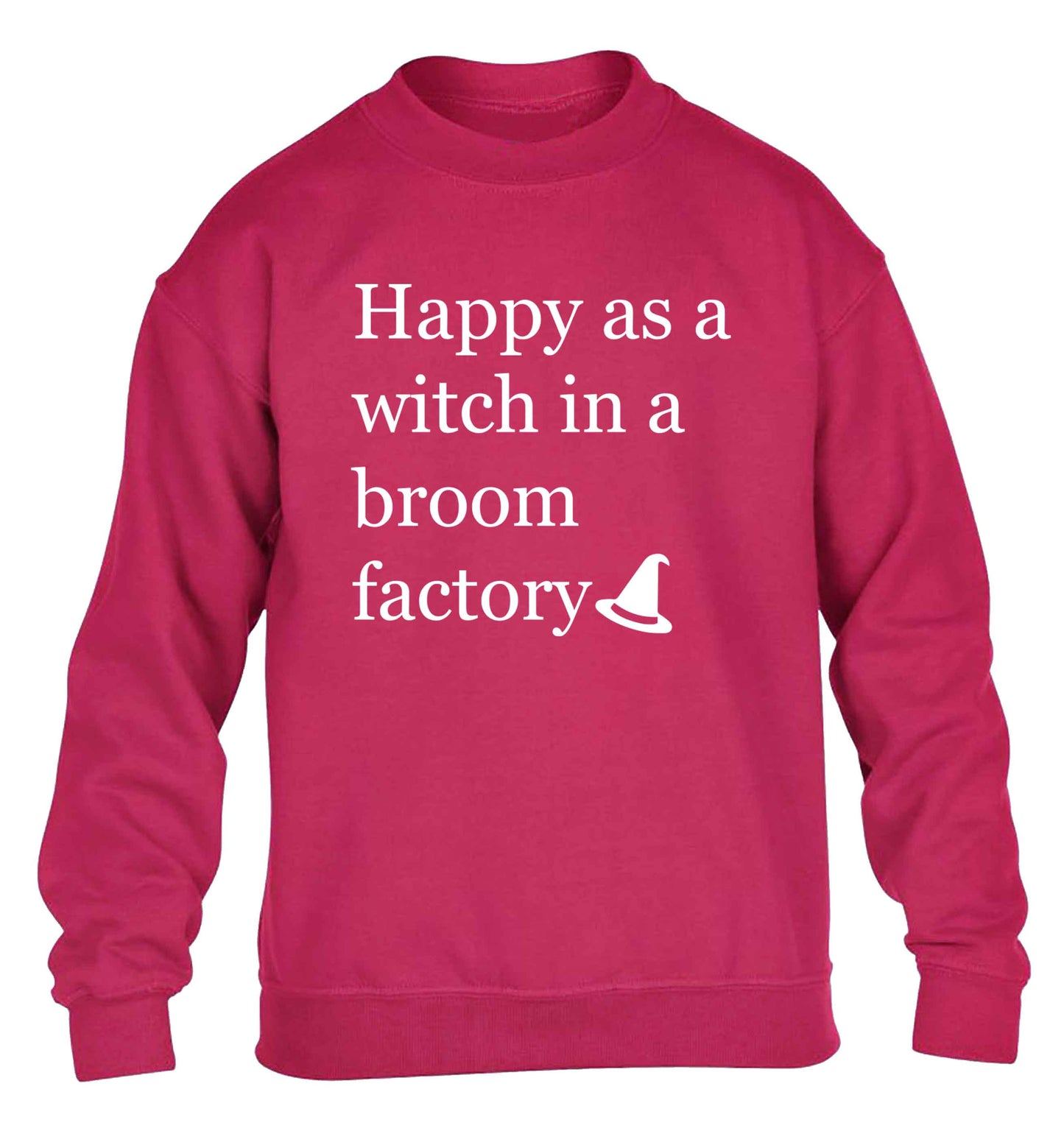 Happy as a witch in a broom factory children's pink sweater 12-13 Years