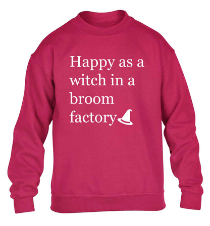 Happy as a witch in a broom factory children's pink sweater 12-13 Years