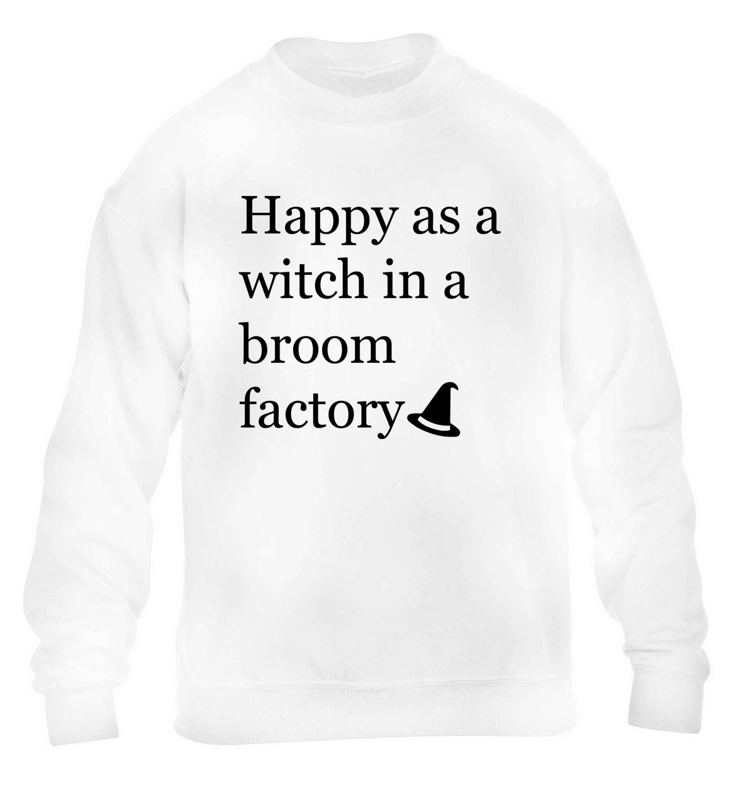 Happy as a witch in a broom factory children's white sweater 12-13 Years