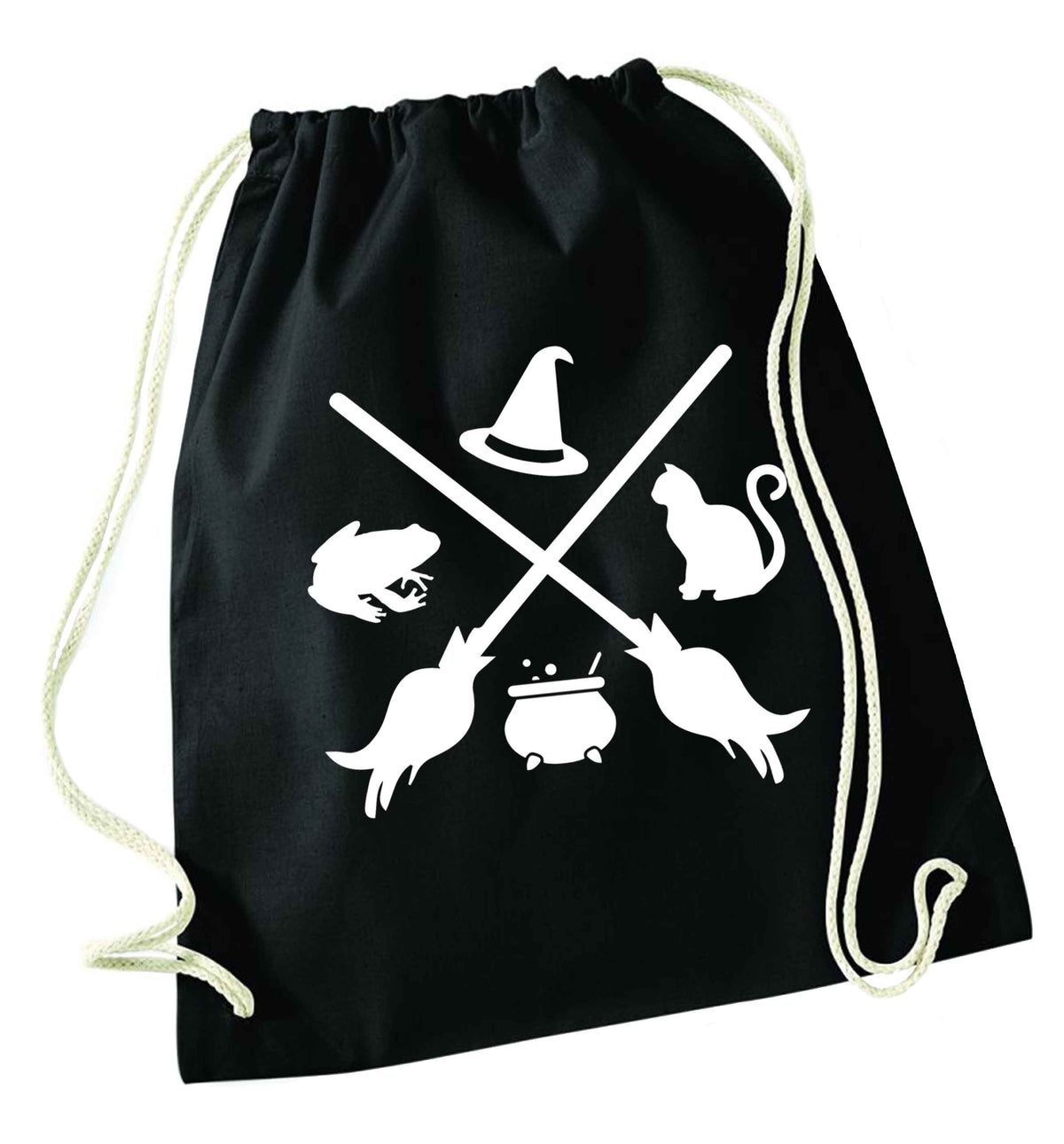 Witch symbol black drawstring bag