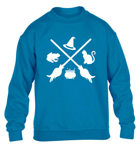 Witch symbol children's blue sweater 12-13 Years