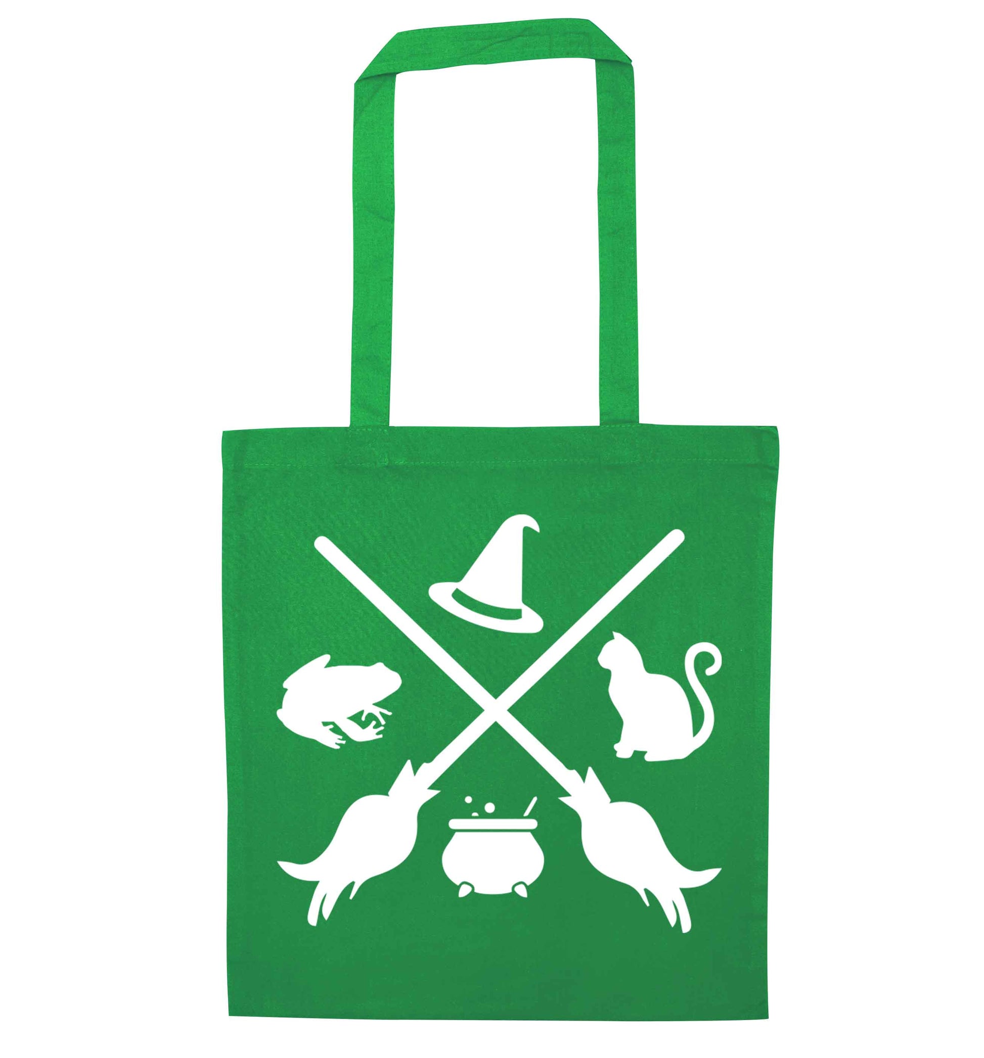 Witch symbol green tote bag