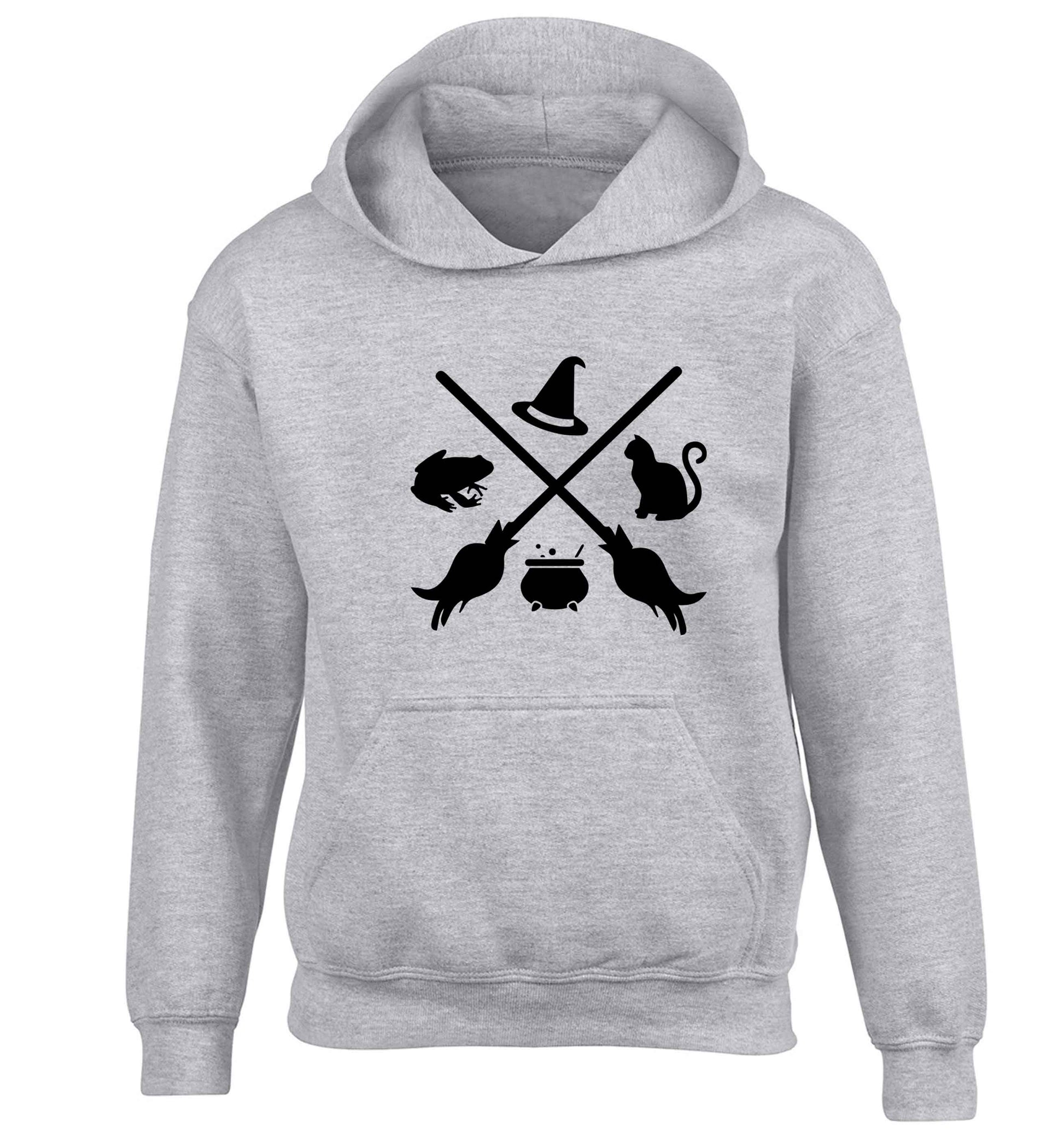 Witch symbol children's grey hoodie 12-13 Years