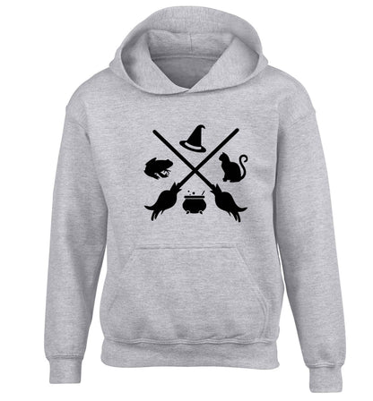 Witch symbol children's grey hoodie 12-13 Years