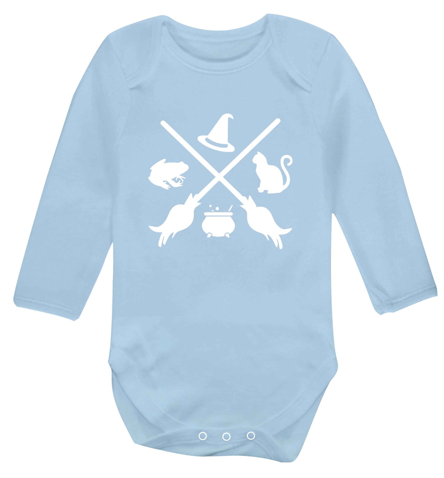 Witch symbol baby vest long sleeved pale blue 6-12 months