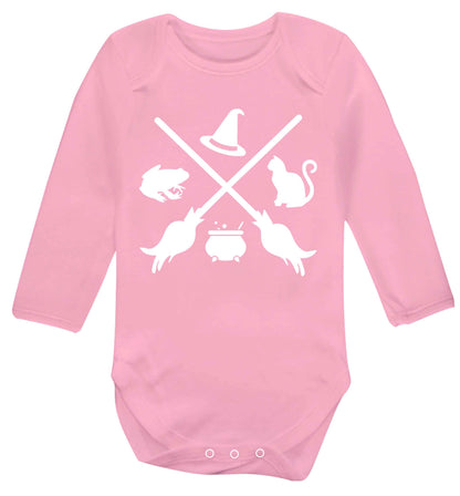 Witch symbol Baby Vest long sleeved pale pink 6-12 months
