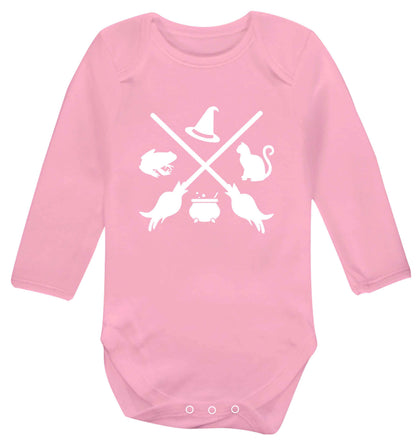 Witch symbol baby vest long sleeved pale pink 6-12 months