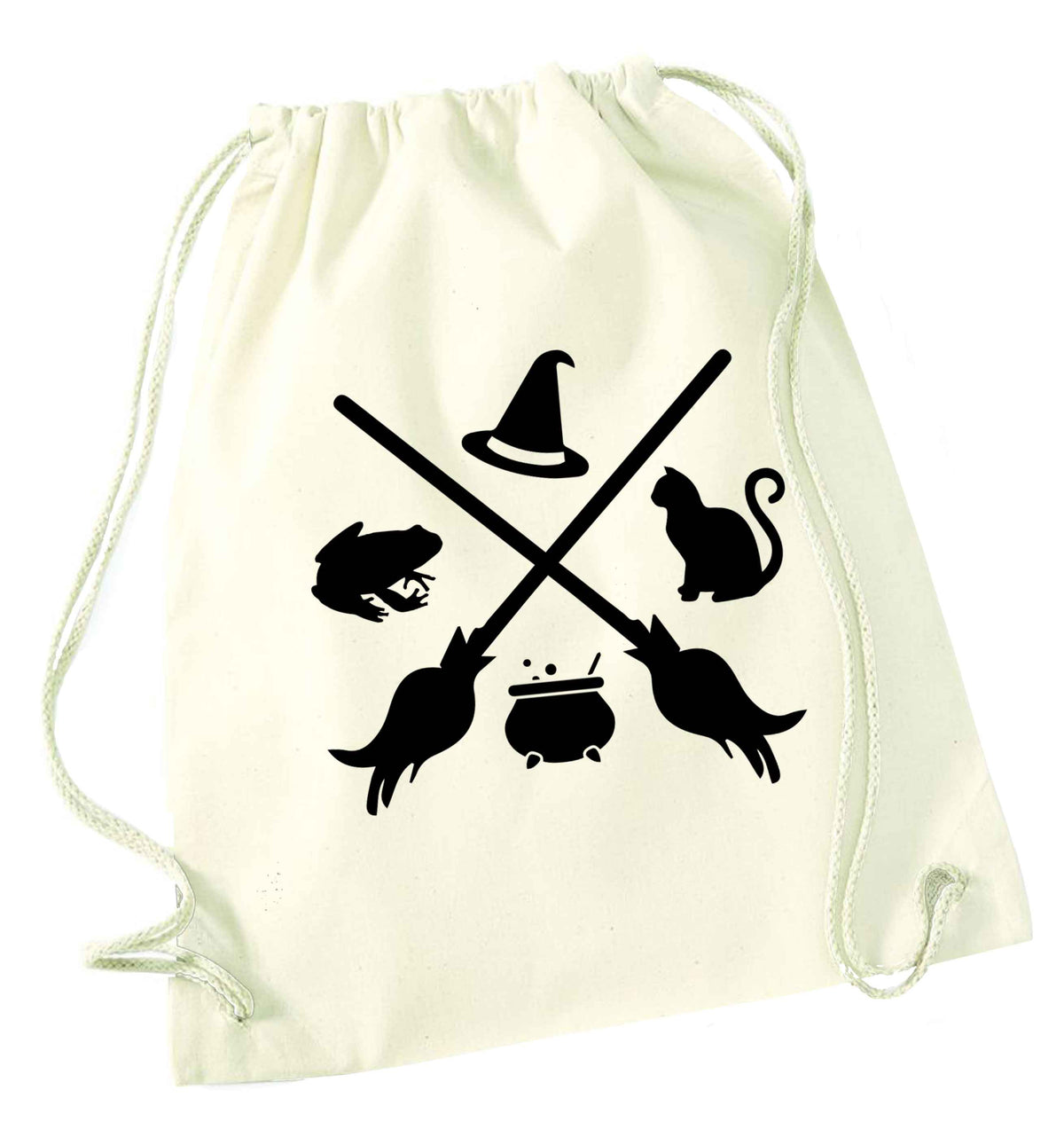 Witch symbol natural drawstring bag