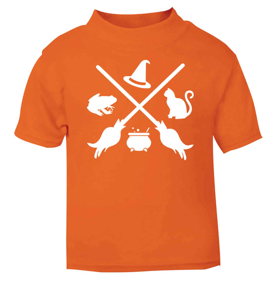 Witch symbol orange baby toddler Tshirt 2 Years