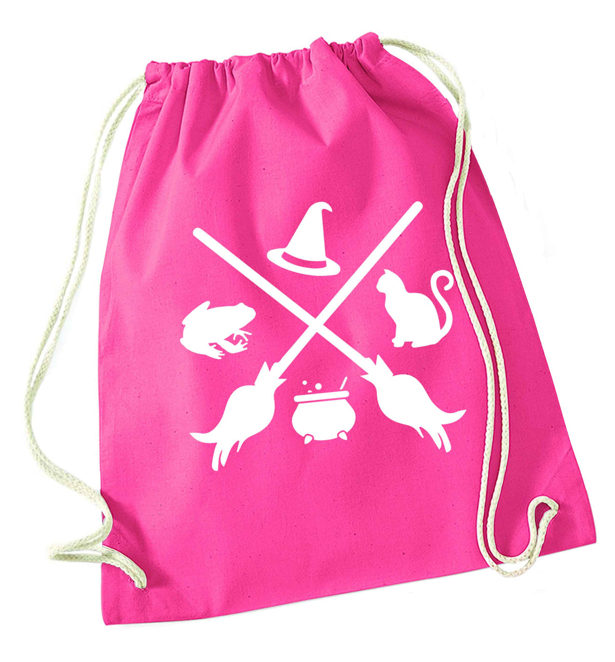Witch symbol pink drawstring bag