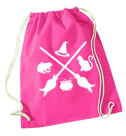 Witch symbol pink drawstring bag