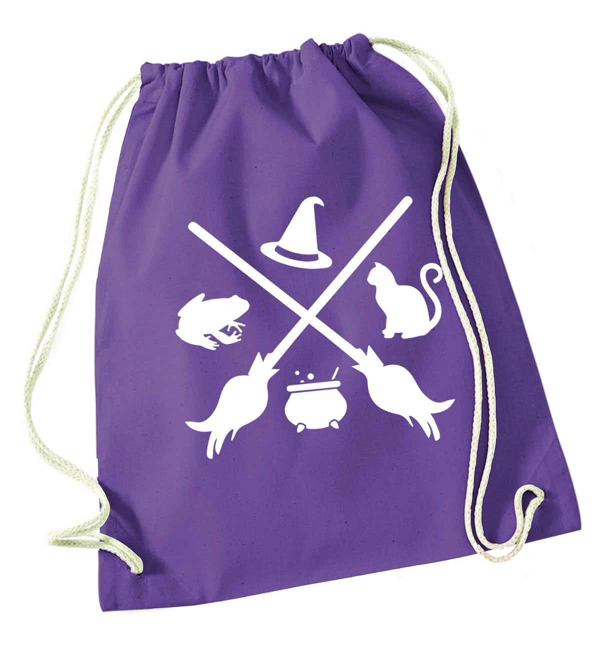 Witch symbol purple drawstring bag
