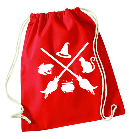 Witch symbol red drawstring bag 