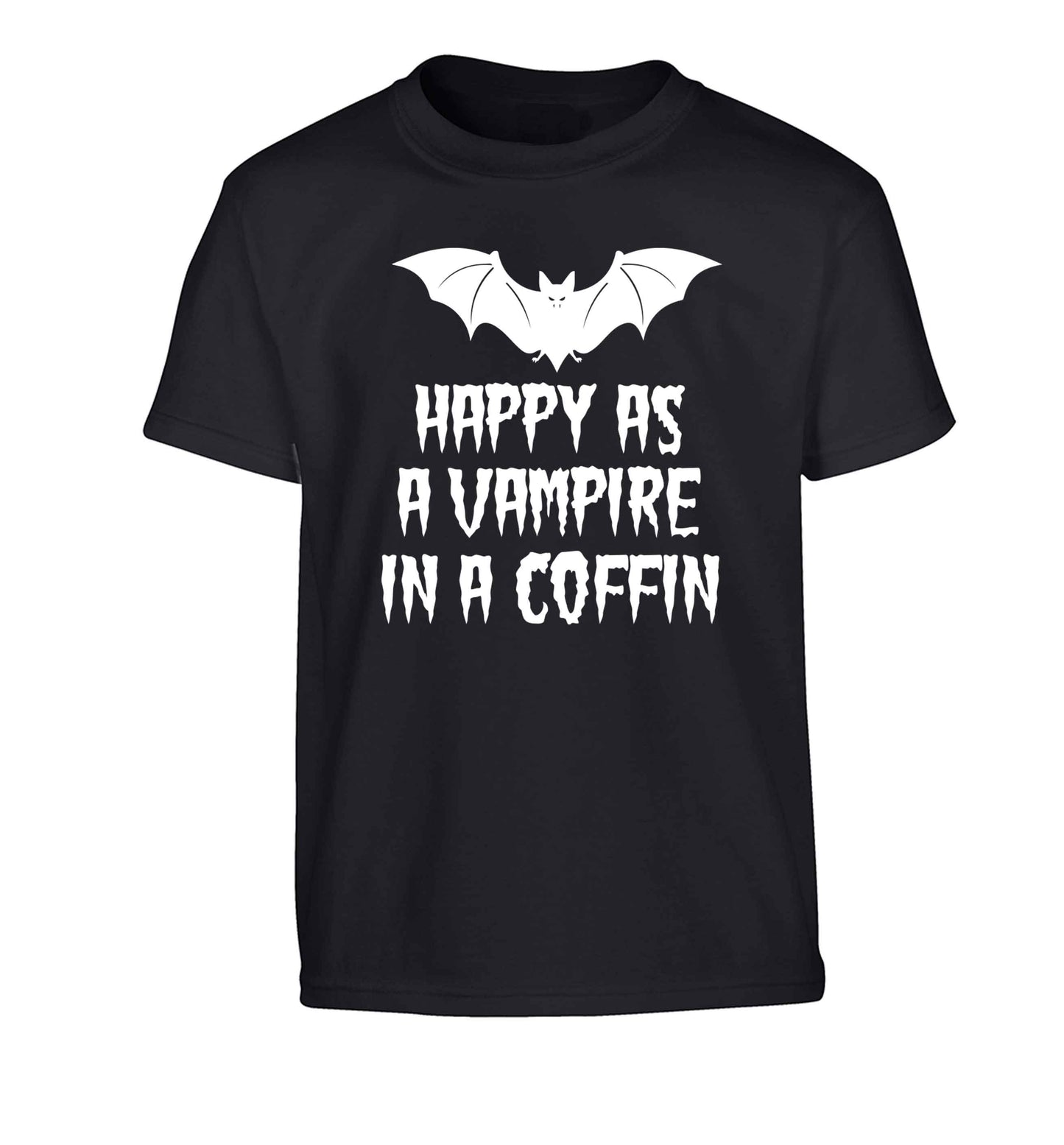 Happy as a vampire in a coffin Children's black Tshirt 12-13 Years